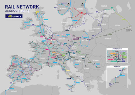 Railbookers Map of Europe Train Routes